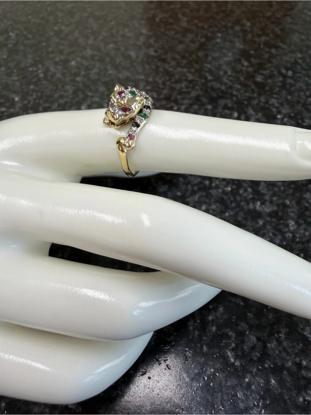 14k panther multi stone ring